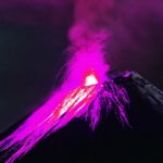 eruption of the volcano with molten lava