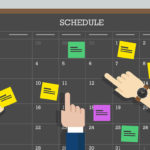 calendar schedule board with hand plan