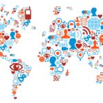 World Map Shape Made With Social Media Icons