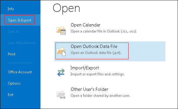 how to open pst file in outlook 2013