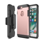 iPhone 7 Plus Case, Trianium [Duranium Series] Heavy Duty Protective Cases Shock Absorption Covers w/ Built-in Screen Protector+ Holster Belt Clip Kickstand for Apple iPhone 7 Plus 2016 – Rose Gold