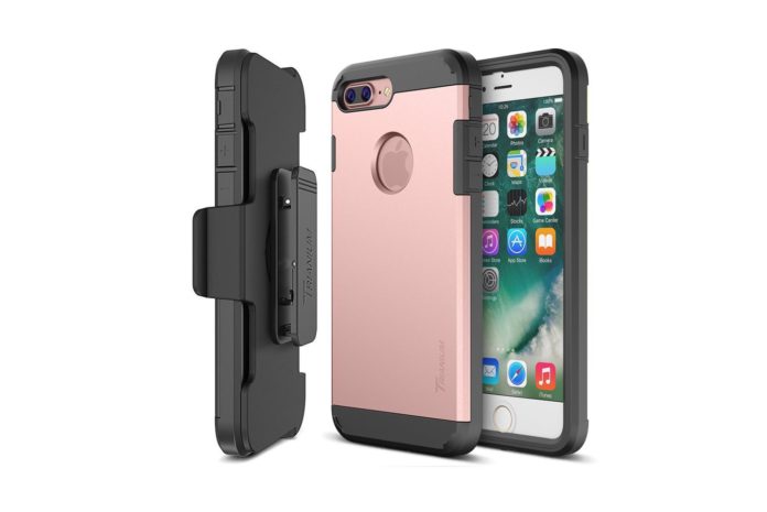 iPhone 7 Plus Case, Trianium [Duranium Series] Heavy Duty Protective Cases Shock Absorption Covers w/ Built-in Screen Protector+ Holster Belt Clip Kickstand for Apple iPhone 7 Plus 2016 - Rose Gold